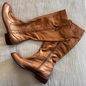 NEW - NEVER WORN GOLD soft leather boots // Miss Albright ANTHROPOLOGIE